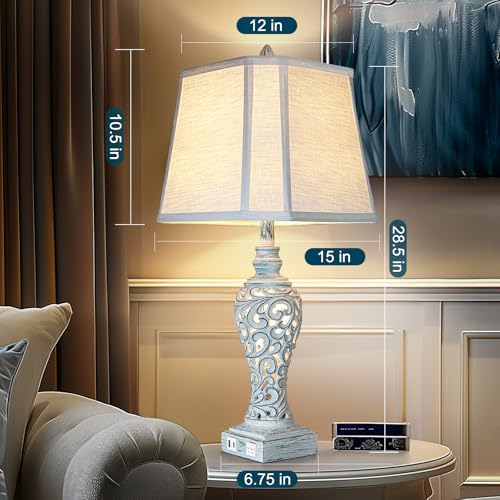 Bedside Table Lamps Set of 2 with Night Lights (2 Count)