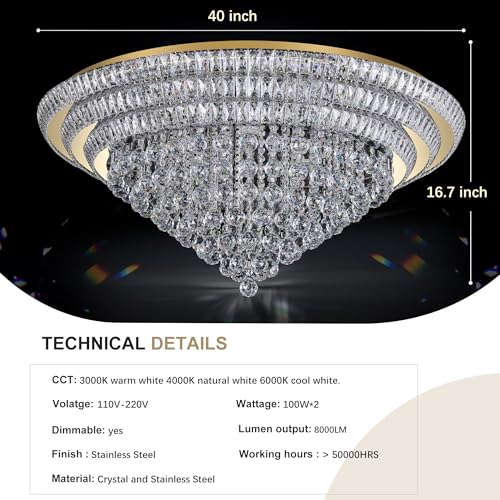 40" Gold Crystal Chandeliers