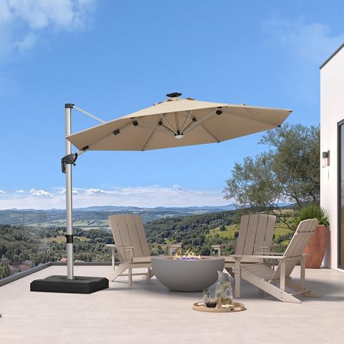 Patio Umbrella with Base Included 10ft Solar LED Light