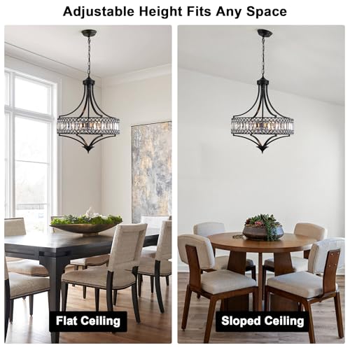 20" Black Crystal Chandeliers for Dining Room