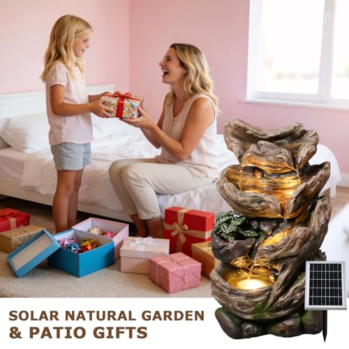 25.2" Tall Solar Water Fountain Outdoor Waterfall Feature