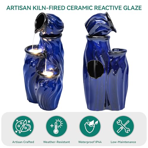 29" Ceramic Water Fountain Outdoor