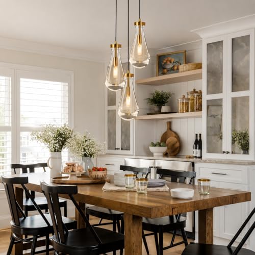 Modern Gold Teardrop Pendant Light (Gold / 3-Light)