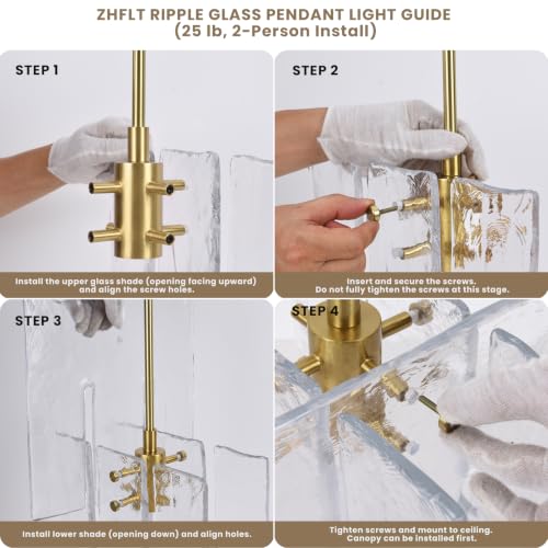 Modern Large Brass Water Ripple Glass Kitchen Pendant Light Fixtures