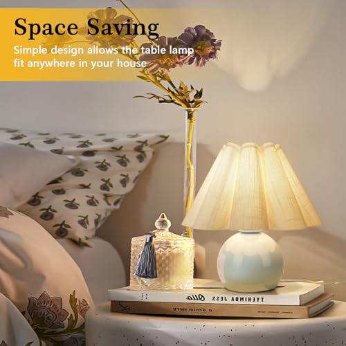 Light Blue Small Touch Control Table Lamp for Bedroom