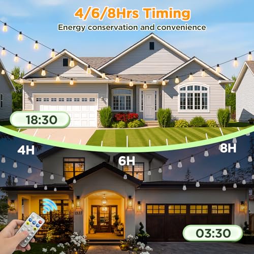 Solar String Lights Outdoor Waterproof with Remote & Timer