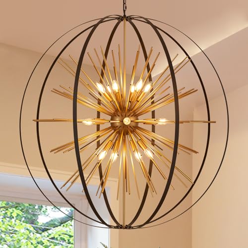 43.3" Black Gold Globe Sputnik Chandelier