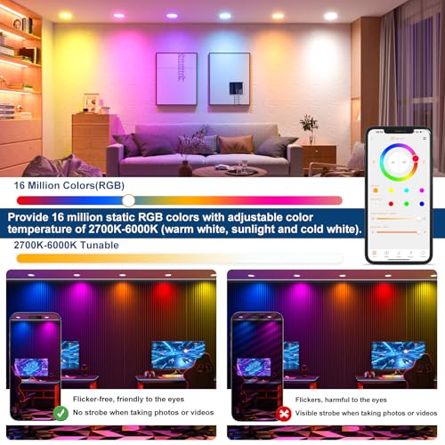 Smart Recessed Lighting Color Changing LED Downlight 4IN
