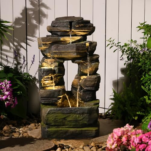 Arch Garden Fountain with LED Lights