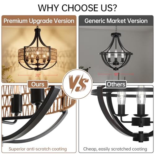 20" Rattan Chandelier