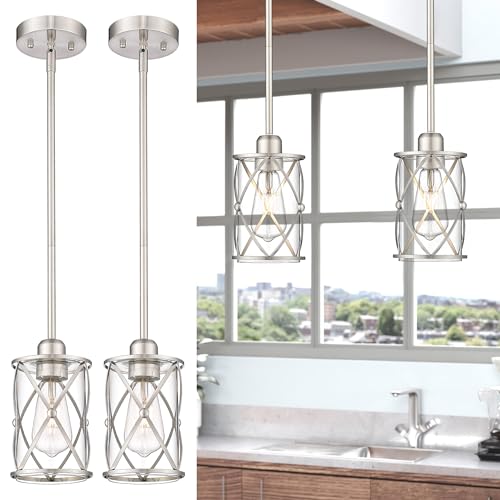 Brushed Nickel Pendant Lights Kitchen Island 2 Pack (2 Count)