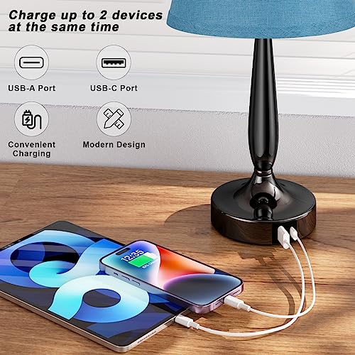 Touch Bedside Lamp for Bedroom with USB C Port