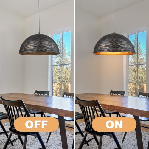 15.7 in. Black and Gold Hammered Pendant Light Fixtures