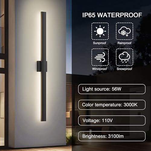 Aluminum 47 in Long Outdoor Wall Light Fixture