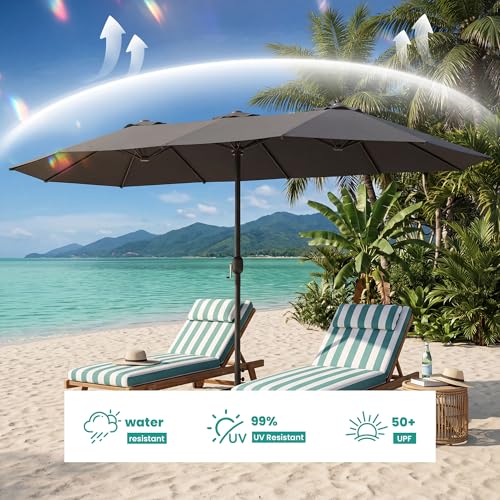 15FT Large Double Sided Patio Umbrella with Base Included