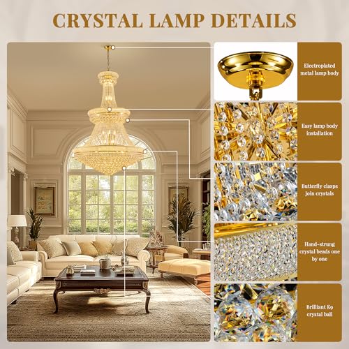 42 Inch Gold Crystal Eiffel Tower Chandelier
