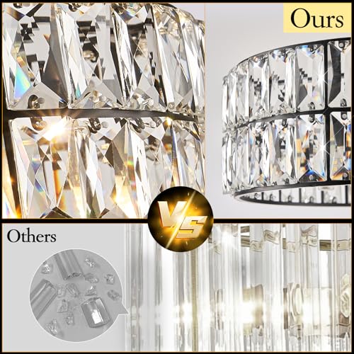 Black Crystal Chandelier 12" Modern Ceiling Pendant Light 3