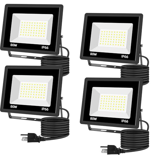 4Pack 80W Flood Light Outdoor (4 Count)