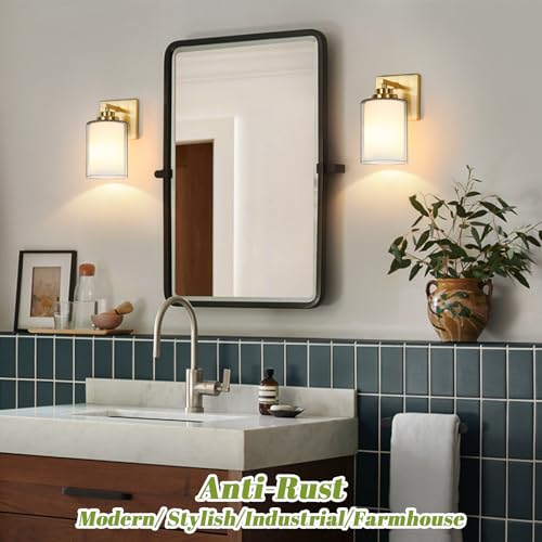 Wall Sconces Set of 2 with Double Clear Glass Shade for Bathroom (2 Count)