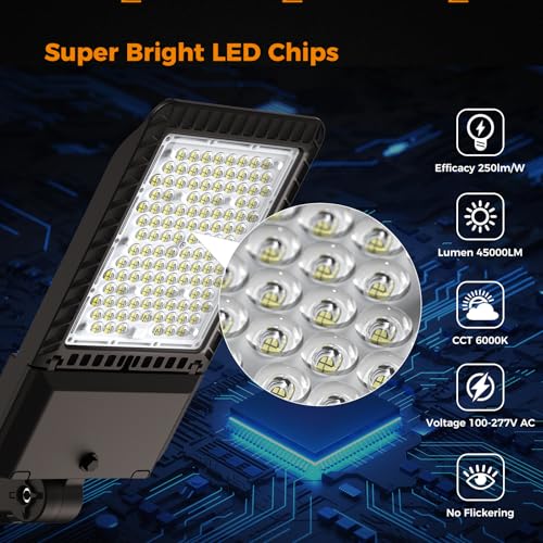 180W LED Parking Lot Light 45000LM Outdoor Street Lights 2 Pack