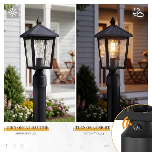 Lantern Post Light Fixture with Photocell Sensor