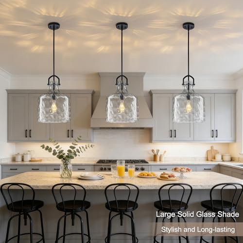 Oversized Hammered Glass Large Black Pendant Lights Kitchen Island Lighting