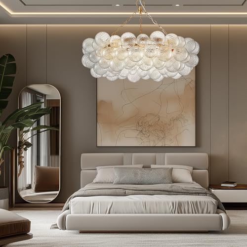 40 Inch Moden Gold Chandelier with 9 Bubble Lights