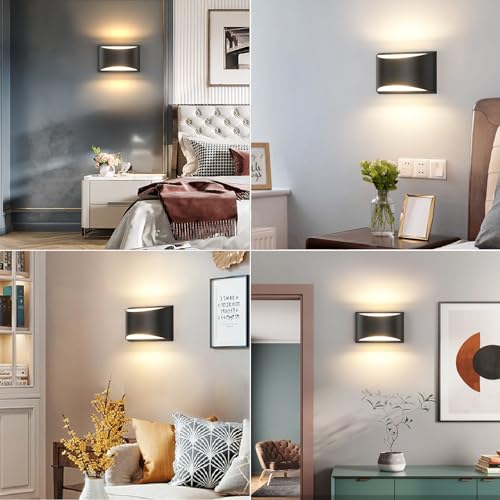 4 Pack Black Modern LED Wall Sconce Hardwired Indoor Wall Lights Up and Down Wall Mount Light for Living Room Bedroom Hallway Corridor Conservatory Warm White 3000K (4 Count)