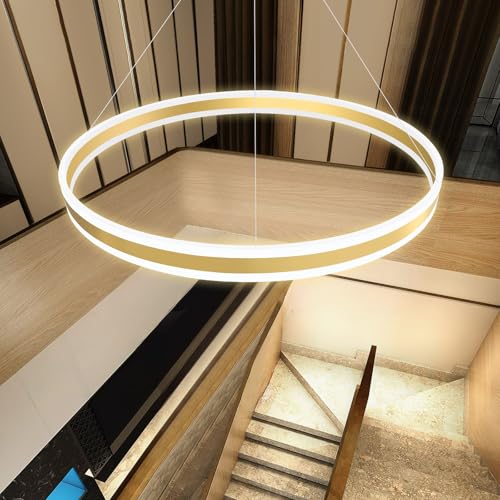 D31.5'' Modern Ring Chandelier for Dining Room LED Dimmable Pendant Lighting High Ceiling Chandelier for Living Room Foyer Bedroom Entryway 3000K