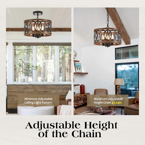 4 Light Farmhouse Drum Pendant Light (4 Count)