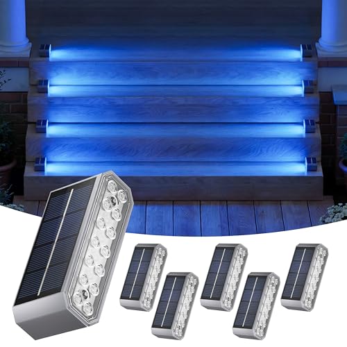 Blue Solar Step Lights for Pool (6 Count)