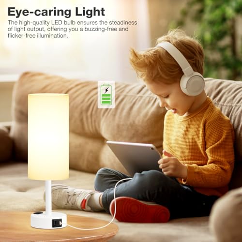 White Bedside Lamp for Bedroom