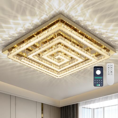 43 inch Gold Crystal Chandeliers LED Ceiling Light
