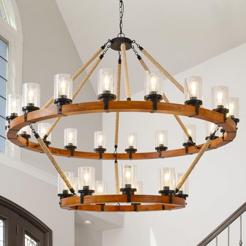 60" 2 Tier Wagon Wheel Chandelier 27