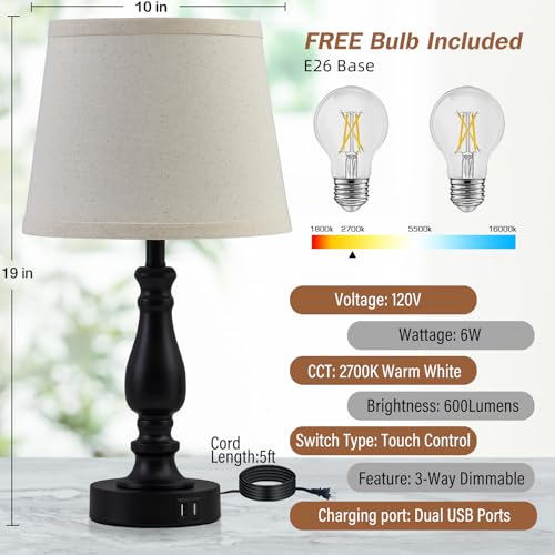 Lamps for Bedroom Set of 2 (2 Count)