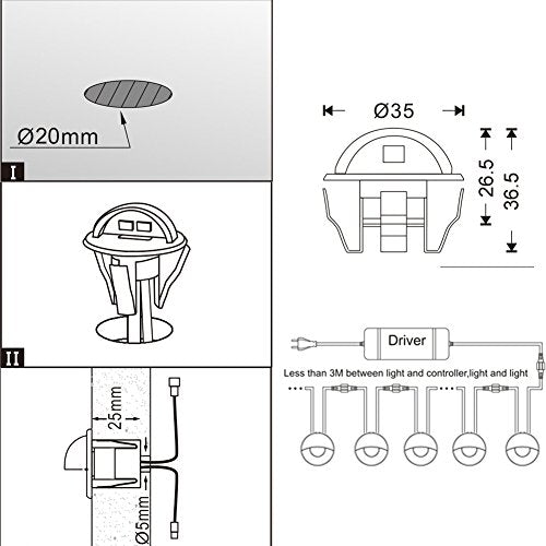 6 Pack LED Stair Lights Kit Low Voltage Waterproof IP65 Outdoor 1 (6 Count)