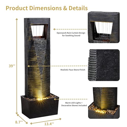 39" Outdoor Fountain Multi