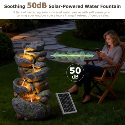 36.2''Tall Rock Solar Water Fountain Outdoor Garden
