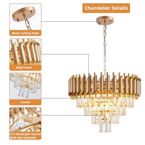 Modern Crystal Chandelier Gold 20 Inch Round 7 Lights 4