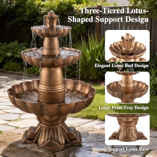 48.8" 3 Tier Freestanding Water Fountain Outdoor Garden