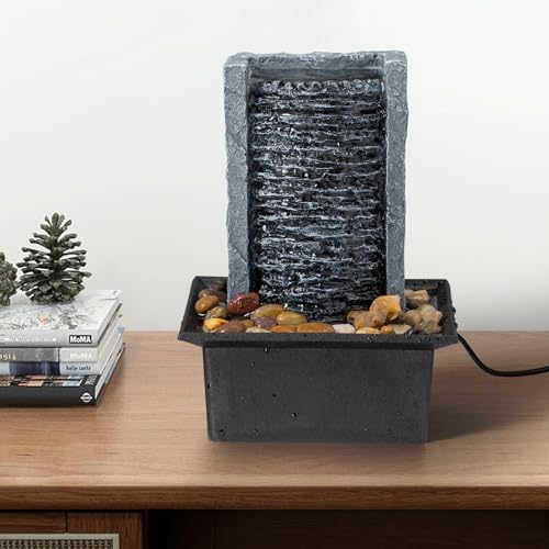 Tabletop Fountain Indoor Waterfall Rock Fountain LED