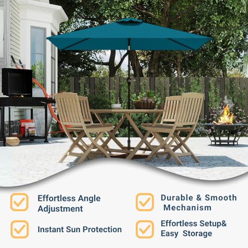 6.5' x 10' Rectangular Patio Umbrella Large Outdoor Market Umbrella w