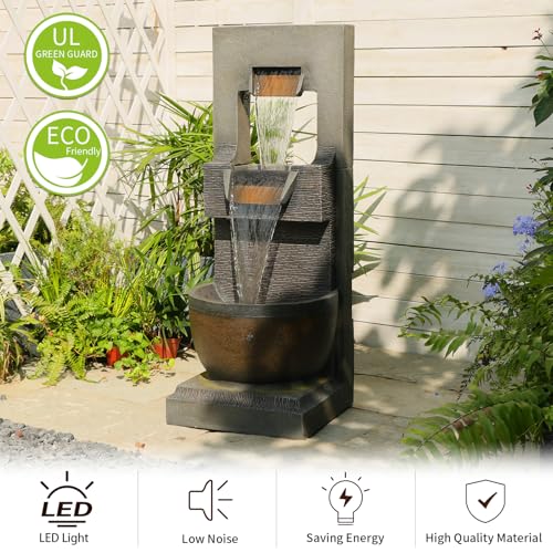 39H Modern Outdoor Water Fountain with LED Light