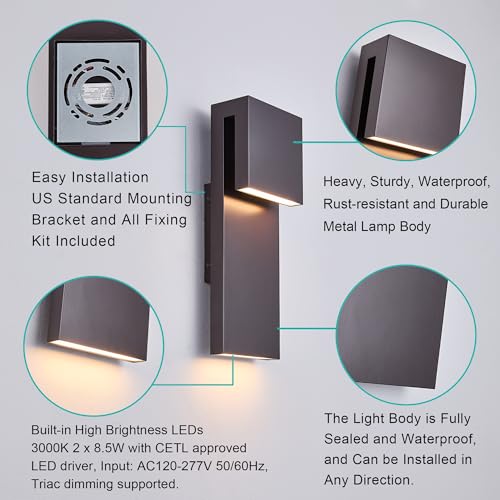 Modern Outdoor Indoor Integrated LED Wall Sconce