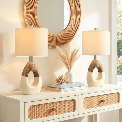 19” Boho Table Lamps Bedroom Living Room