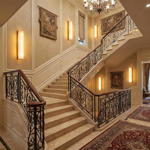 Alabaster Wall Sconce 17.7” Natural Marble Wall Lighting Fixture for Home Decor (2 Count)