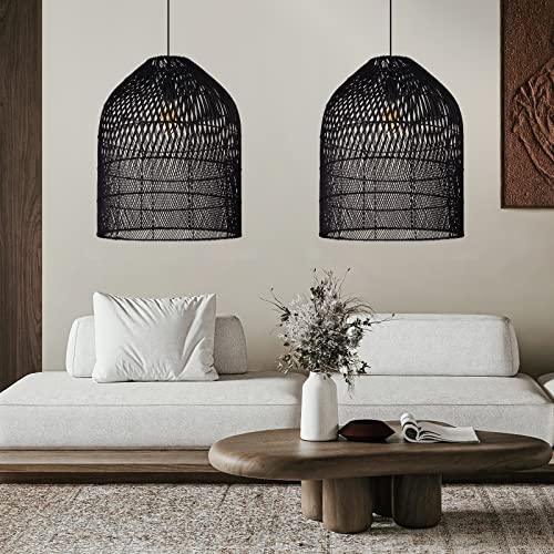 1 Light Wicker Bell Pendant Lamp