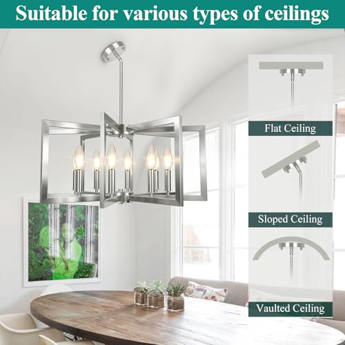 20" 62" Height Adjustable Brushed Nickel Kitchen Chandelier for Dining Room