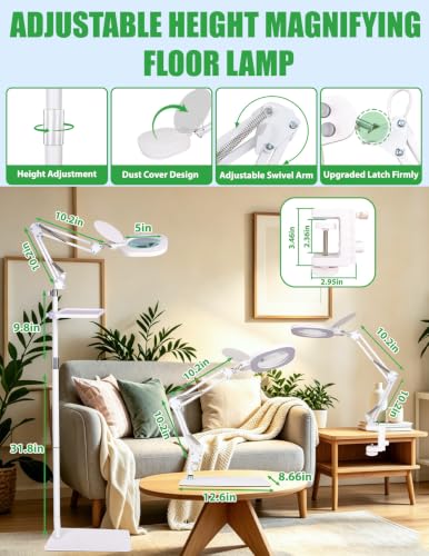 3-in-1 LED Magnifying Light Real Glass Lens Adjustable Light for Beauty & Precision Work (34 Count)