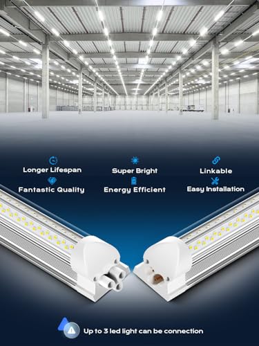 Super Bright 100W 5000K 15000LM 8FT Led Shop Lights 10 (10 Count)